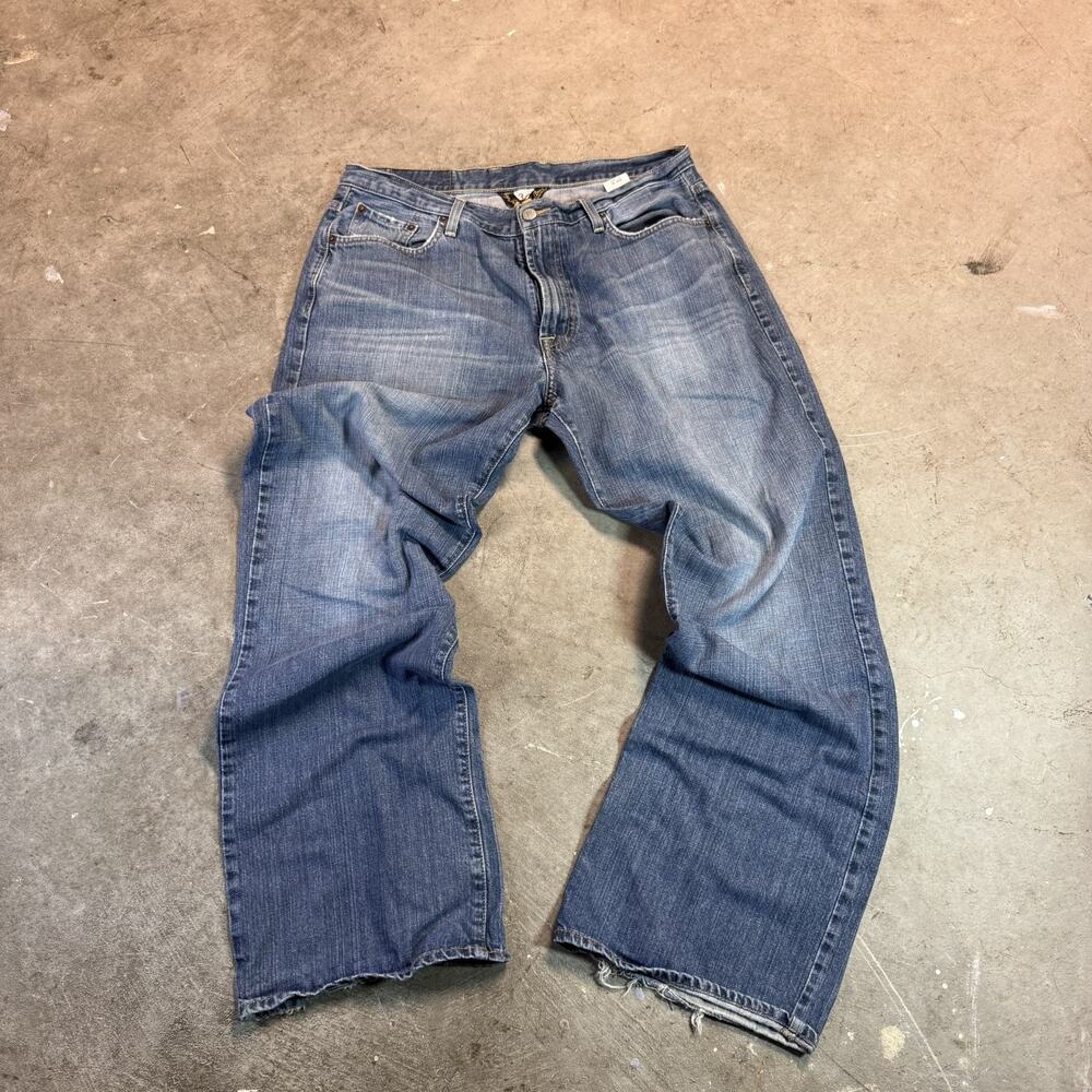 Lucky Brand Jeans Men Blue Dungarees Straight Bootleg Medium Wash Denim